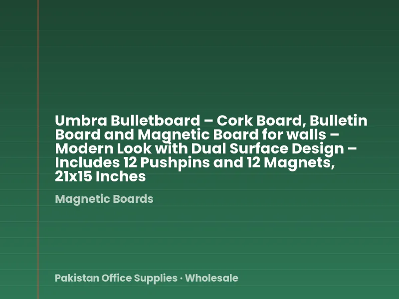 Umbra Bulletboard – Cork Board, Bulletin Board and Magnetic Board for walls – Modern Look with Dual Surface Design – Includes 12 Pushpins and 12 Magnets, 21x15 Inches